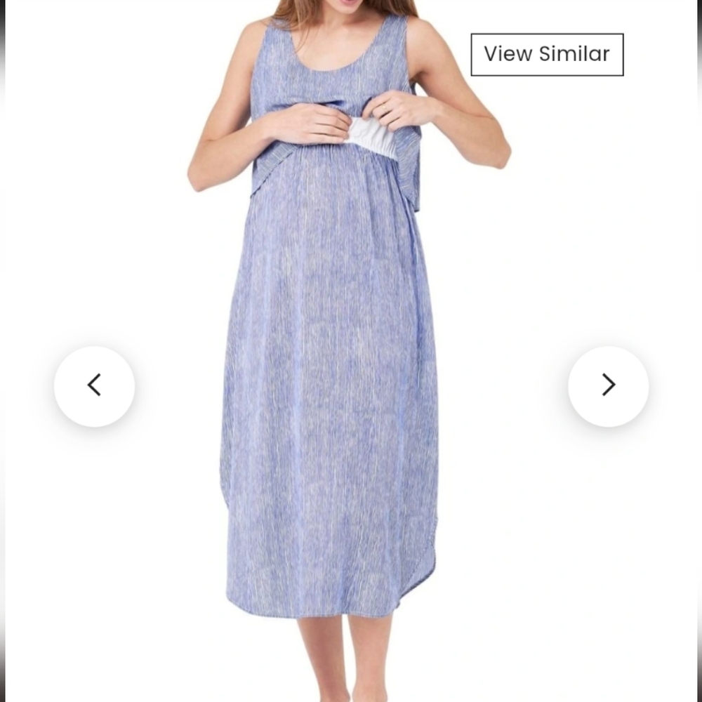 Ripe Maternity Blue Sleeveless Scoop Neck Nursing Dress